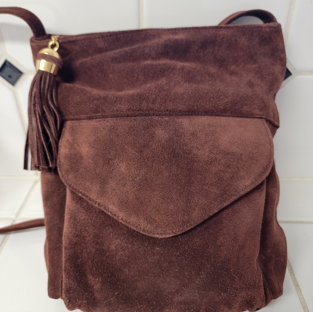 Brown Suede Crossbody Bag